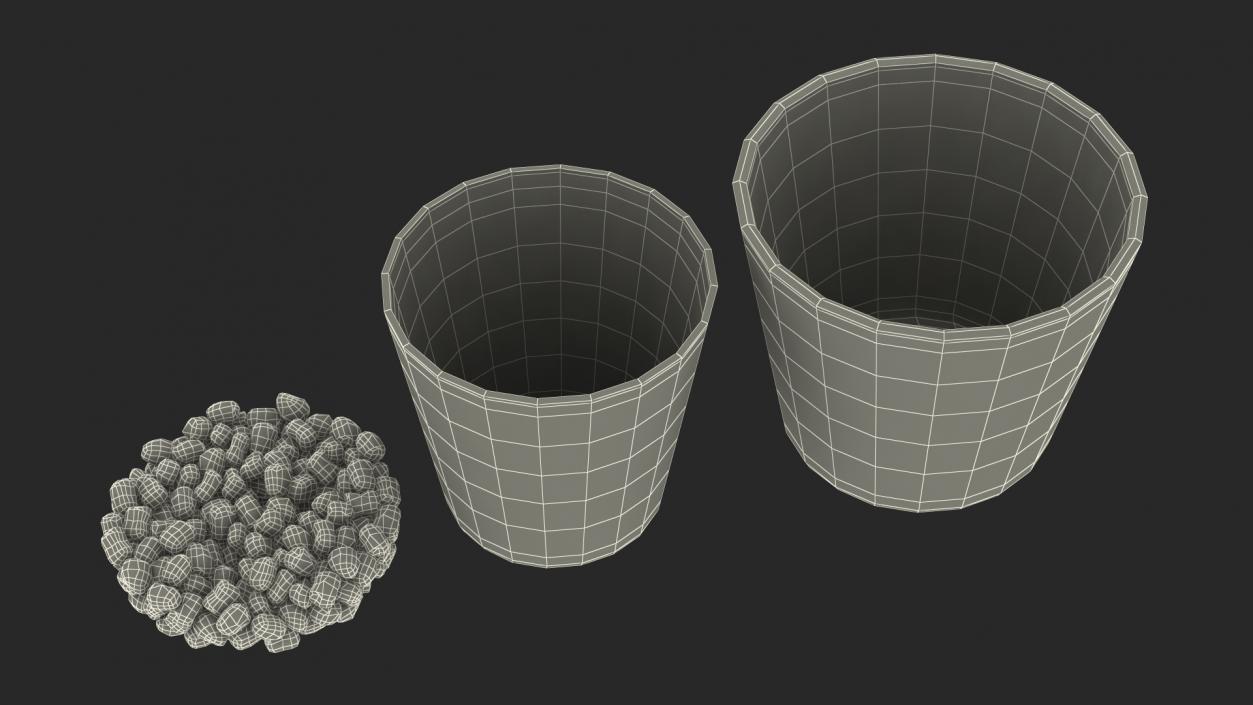 Flower Pot With Decorative Stone 3D