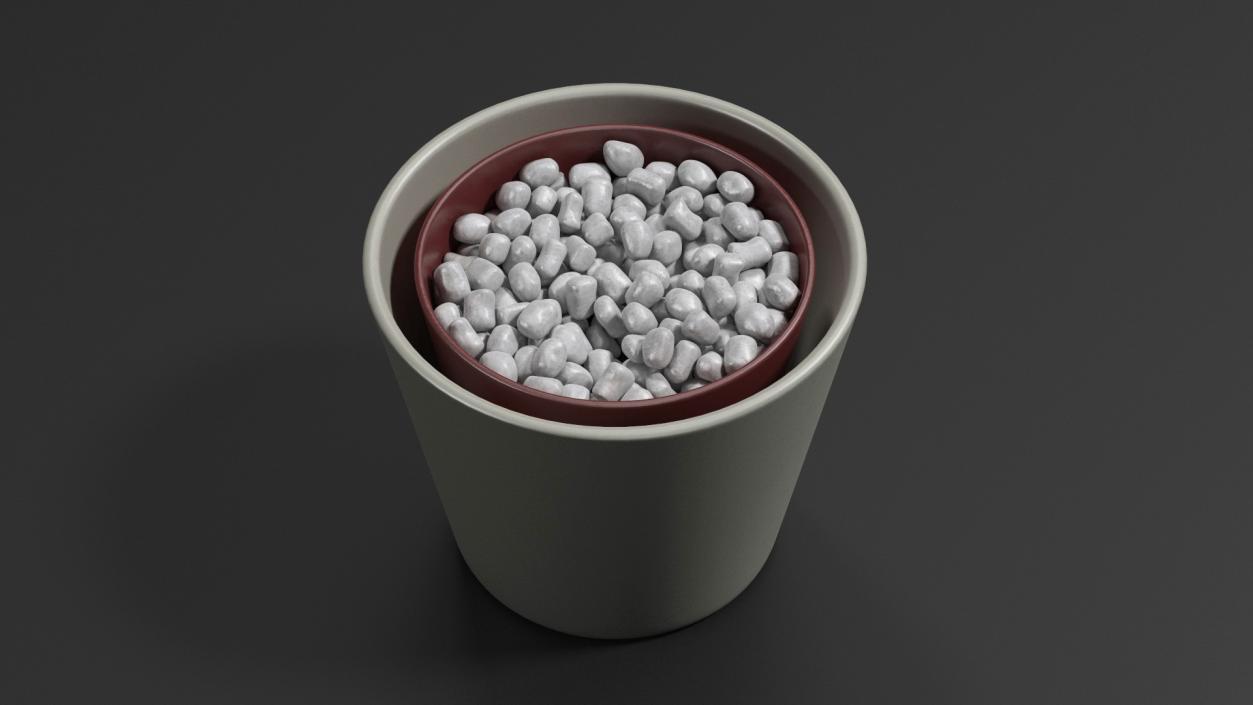 Flower Pot With Decorative Stone 3D