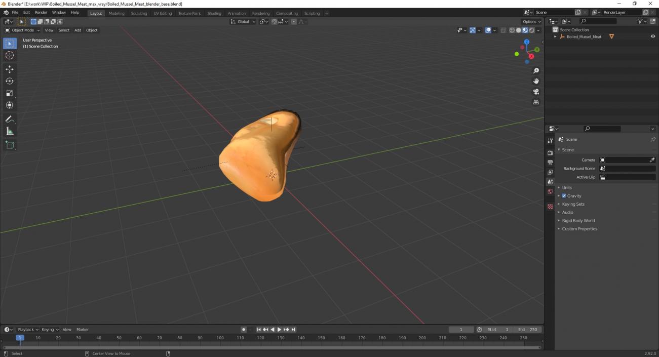 3D Boiled Mussel Meat model