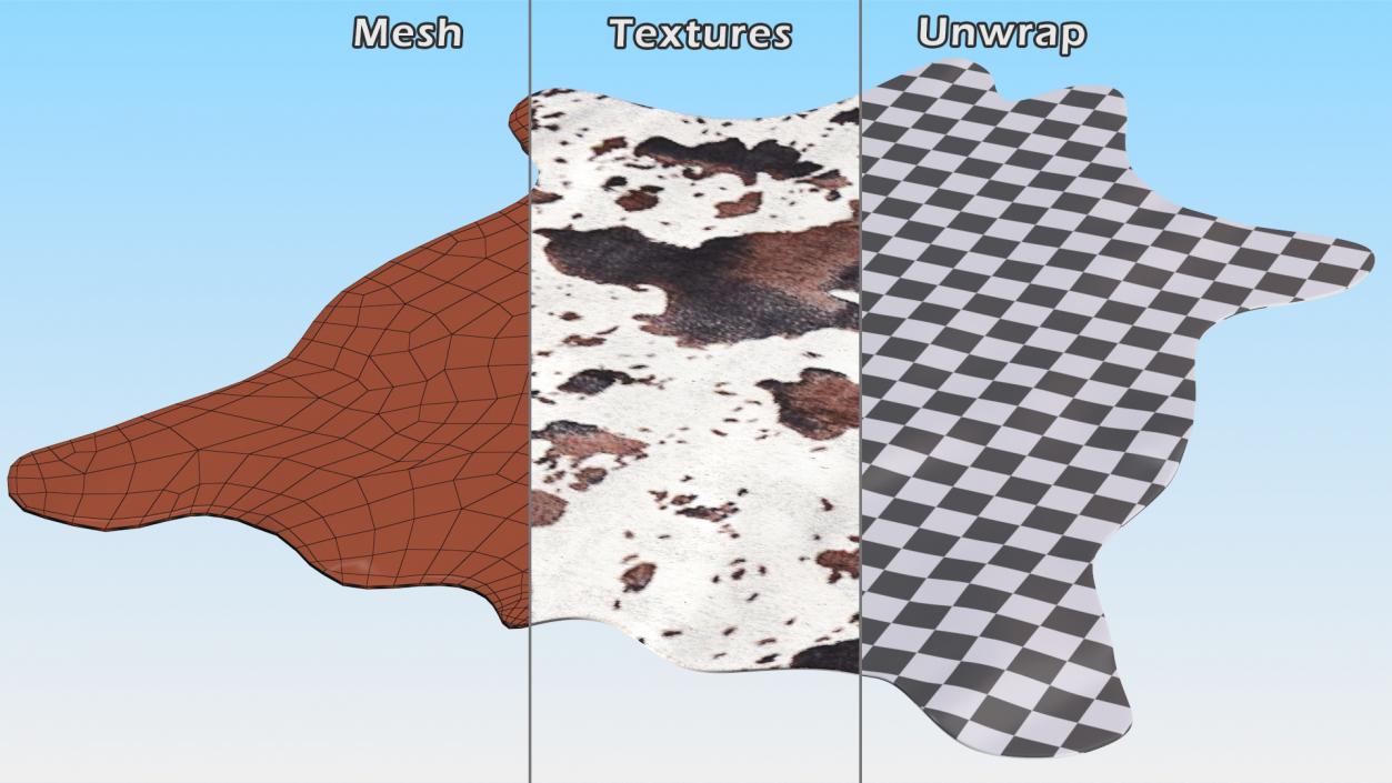 3D model Brown and White Spotted Cowhide Rug