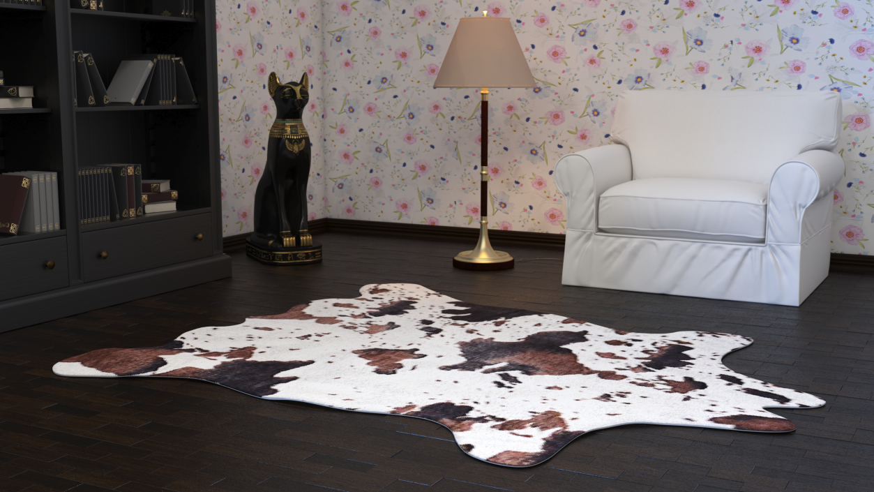 3D model Brown and White Spotted Cowhide Rug