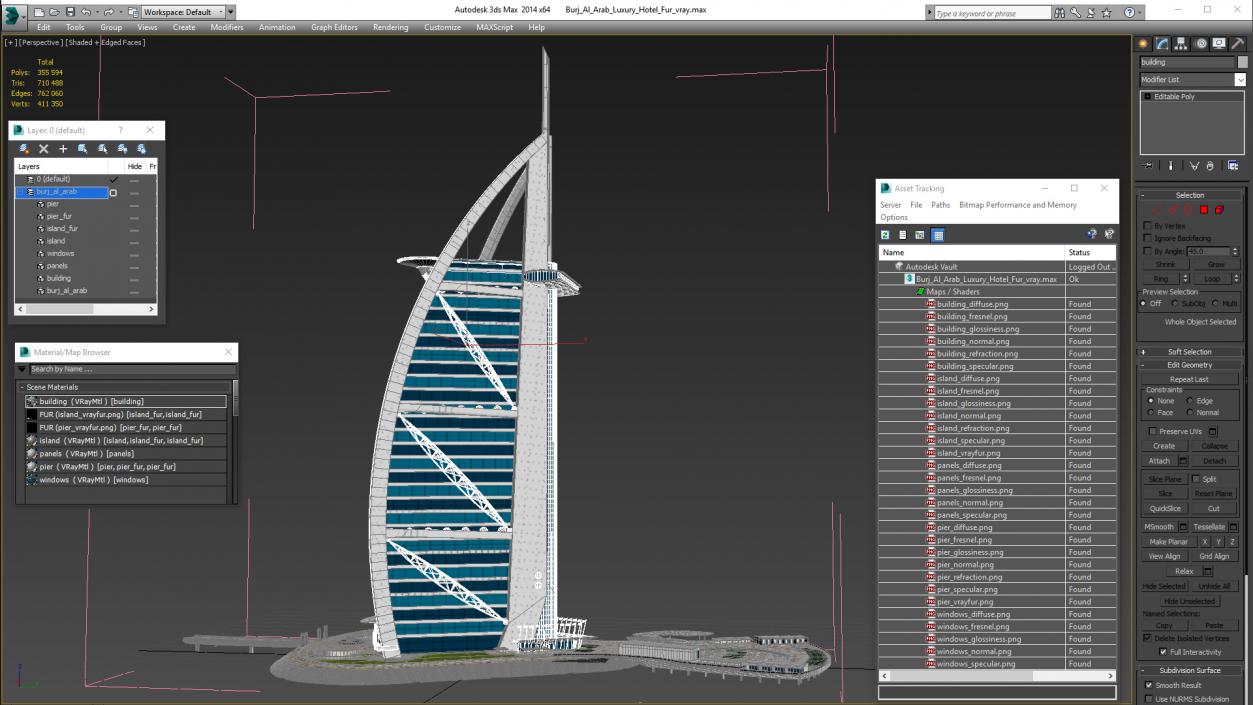 3D model Burj Al Arab Luxury Hotel