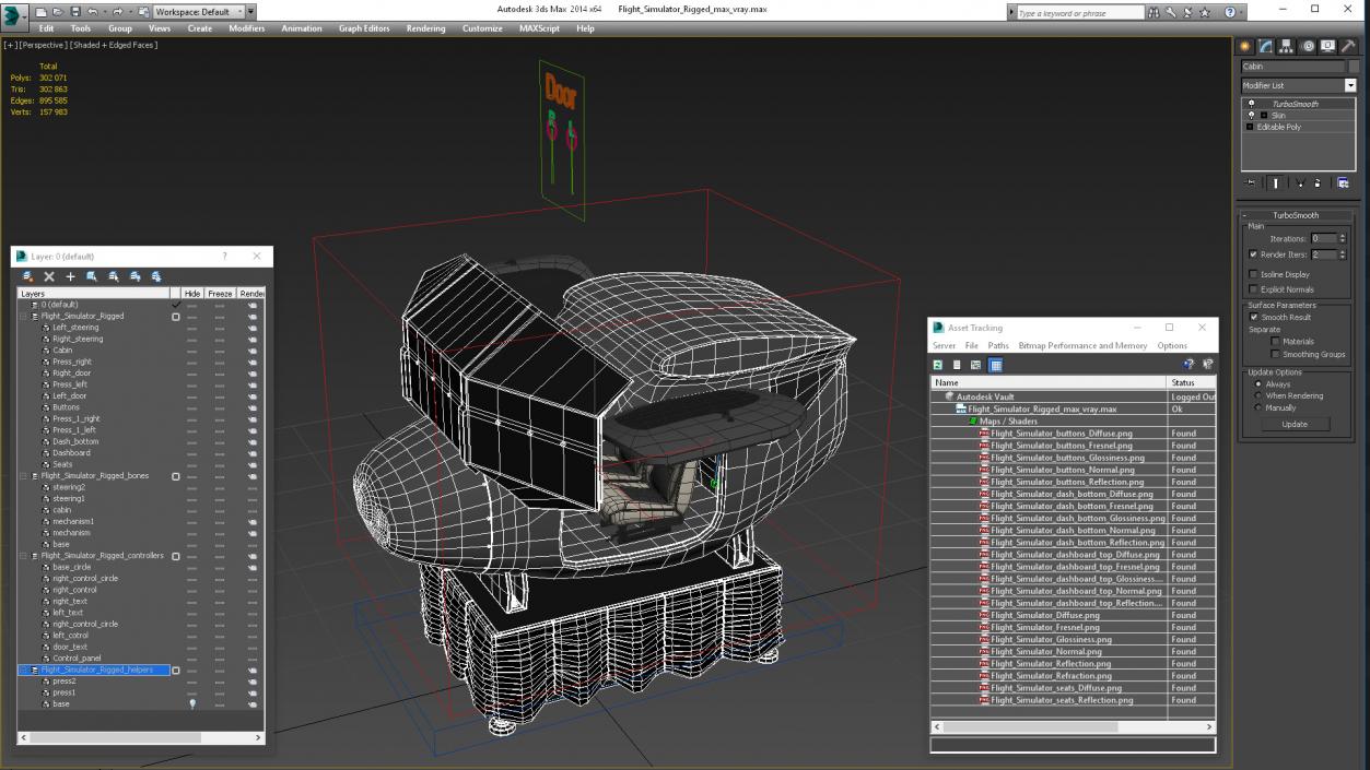 3D Flight Simulator Rigged model