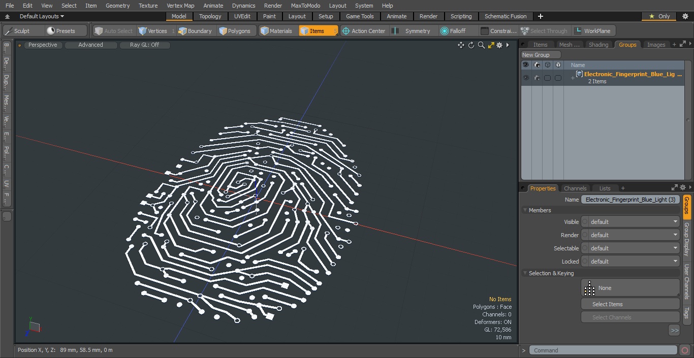 3D Electronic Fingerprint Blue Light model