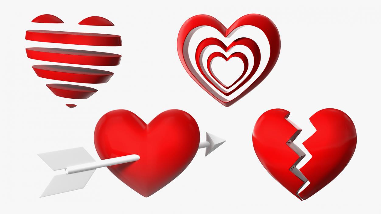 3D Heart Emojis Collection model