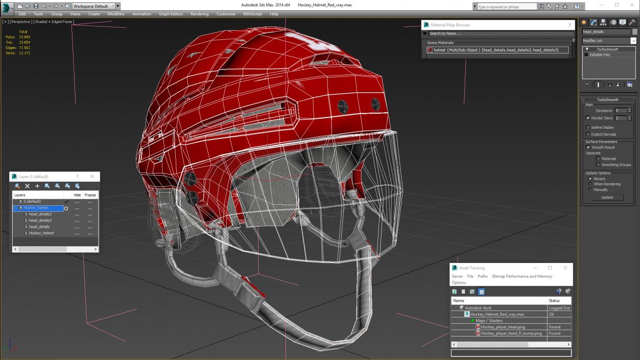 Hockey Helmet Red 3D