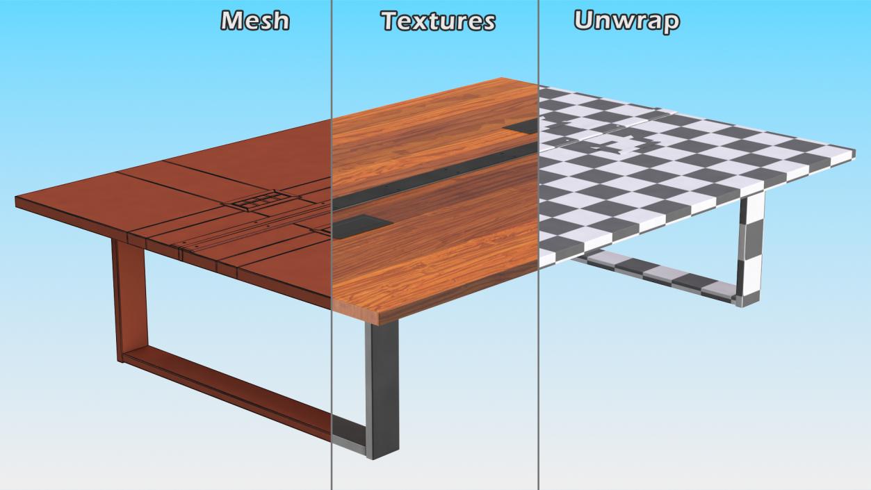 3D model Modular Conference Table with Data Ports