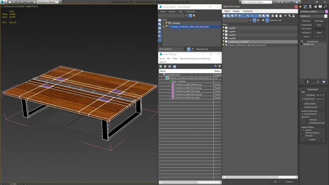 3D model Modular Conference Table with Data Ports