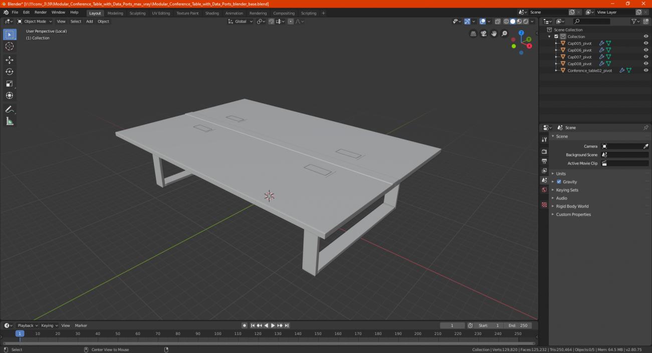 3D model Modular Conference Table with Data Ports