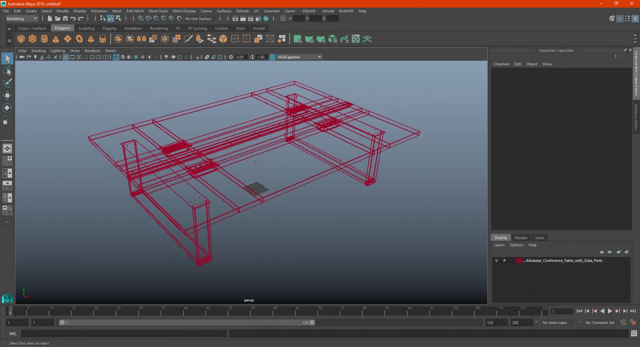 3D model Modular Conference Table with Data Ports