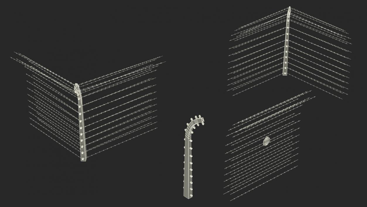 3D model Electric Barbed Wire Fence Sections