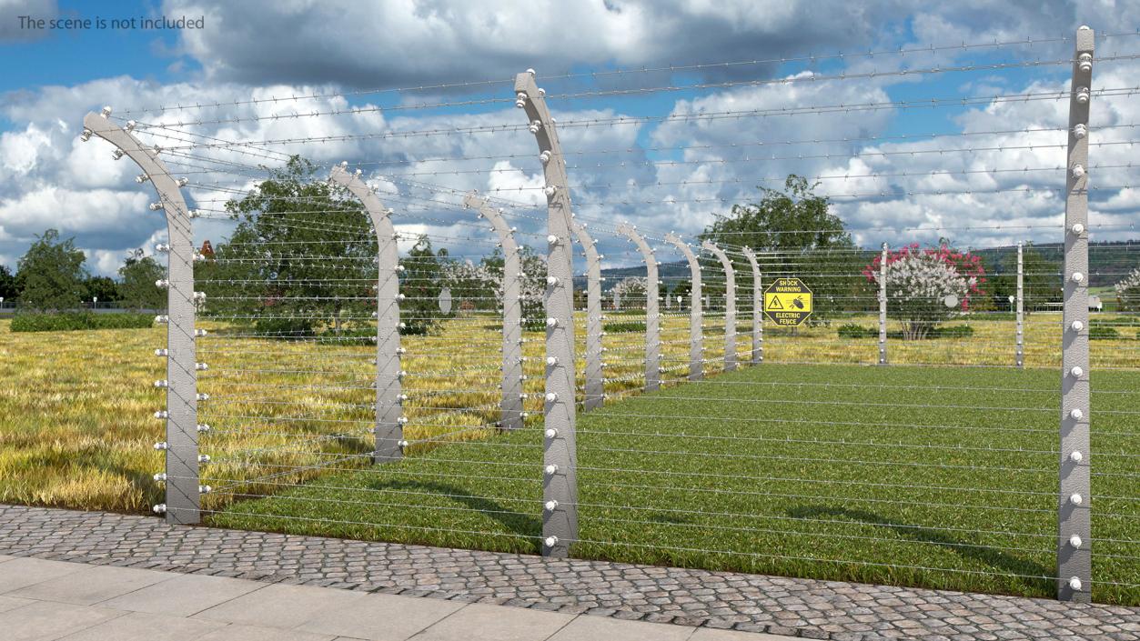 3D model Electric Barbed Wire Fence Sections