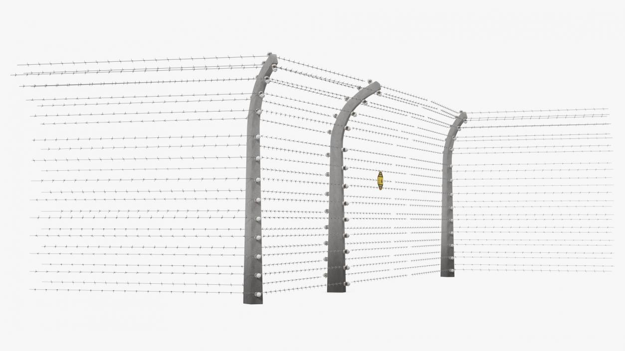 3D model Electric Barbed Wire Fence Sections