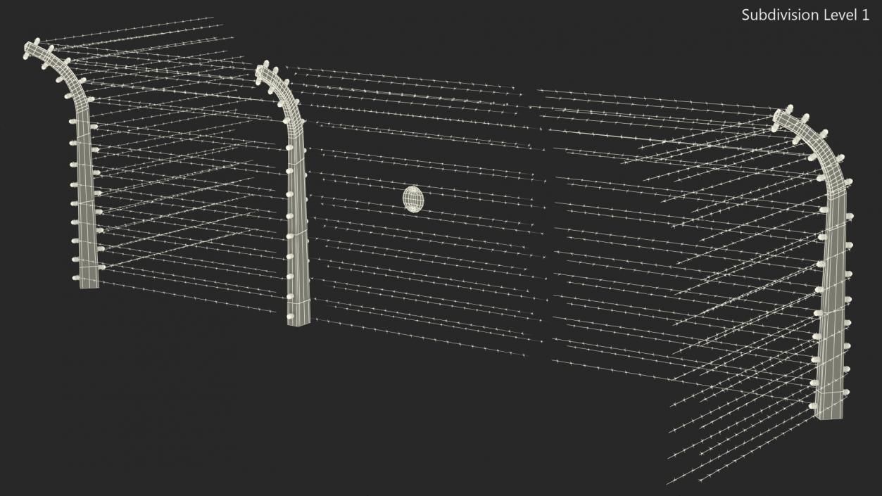 3D model Electric Barbed Wire Fence Sections