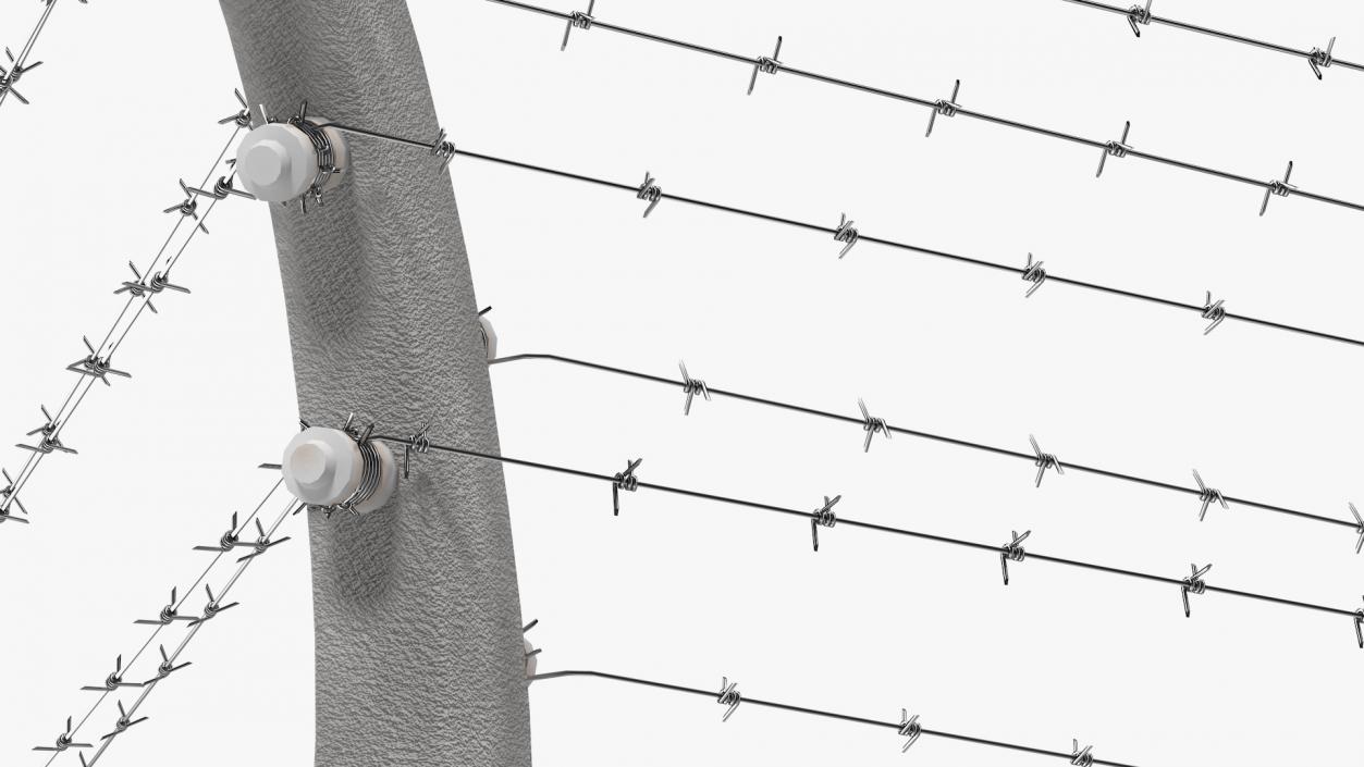 3D model Electric Barbed Wire Fence Sections