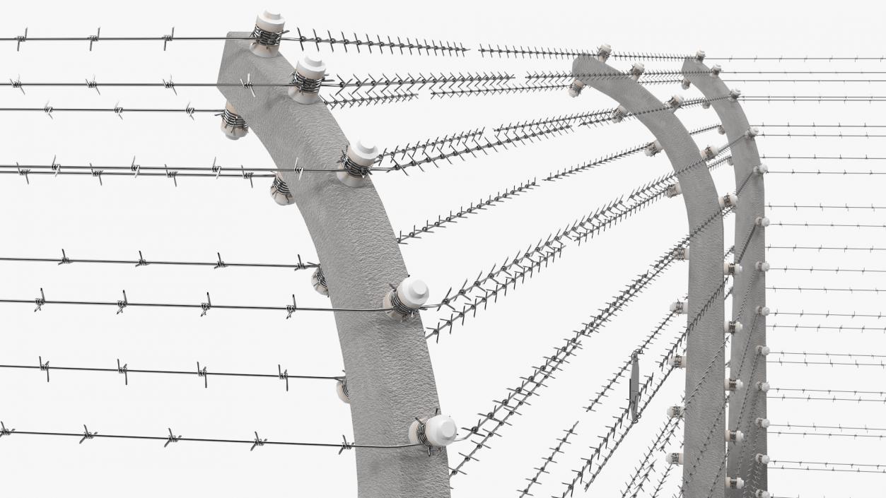 3D model Electric Barbed Wire Fence Sections