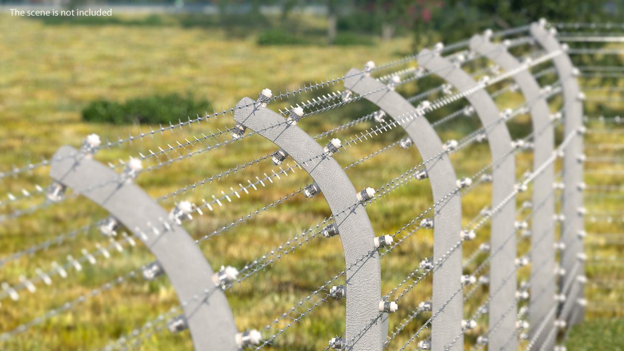 3D model Electric Barbed Wire Fence Sections