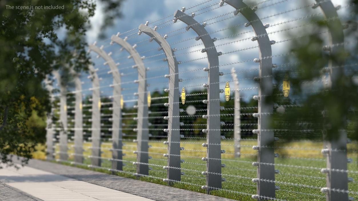 3D model Electric Barbed Wire Fence Sections