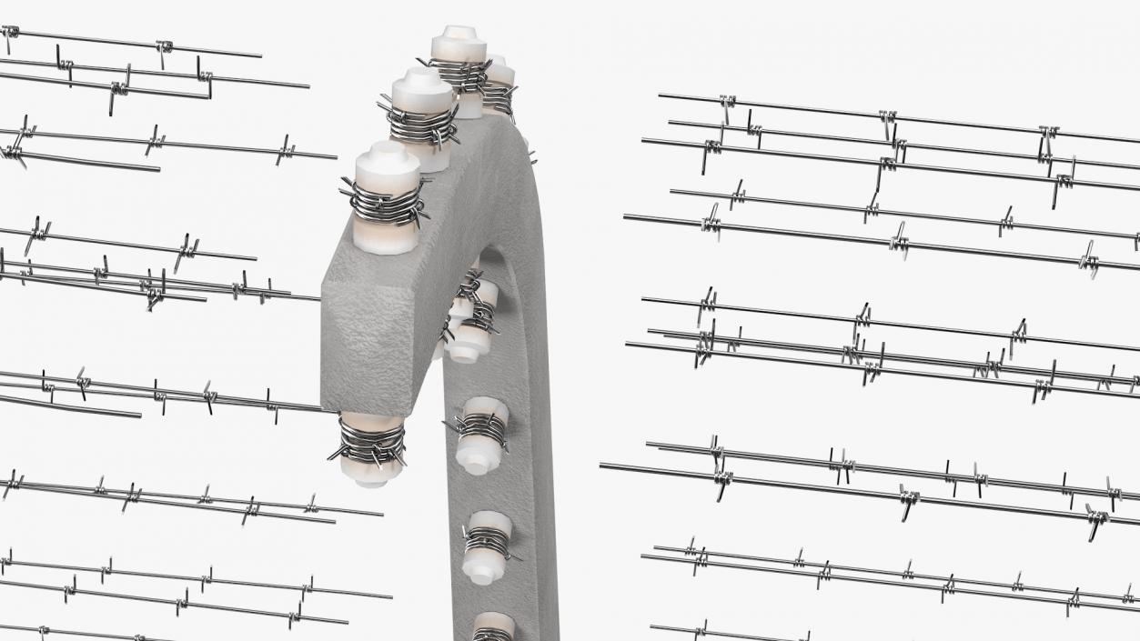 3D model Electric Barbed Wire Fence Sections