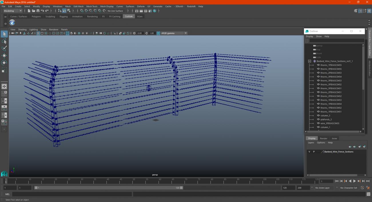 3D model Electric Barbed Wire Fence Sections