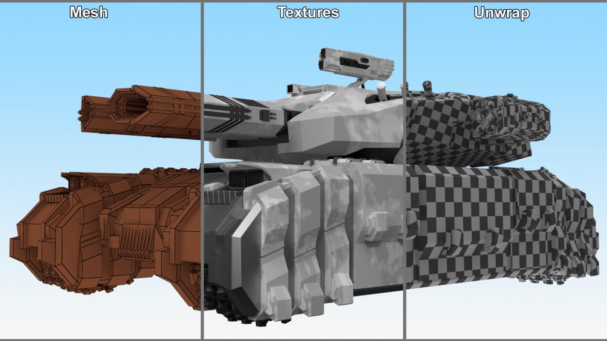 3D Futuristic Heavy Tank Winter Khaki 2