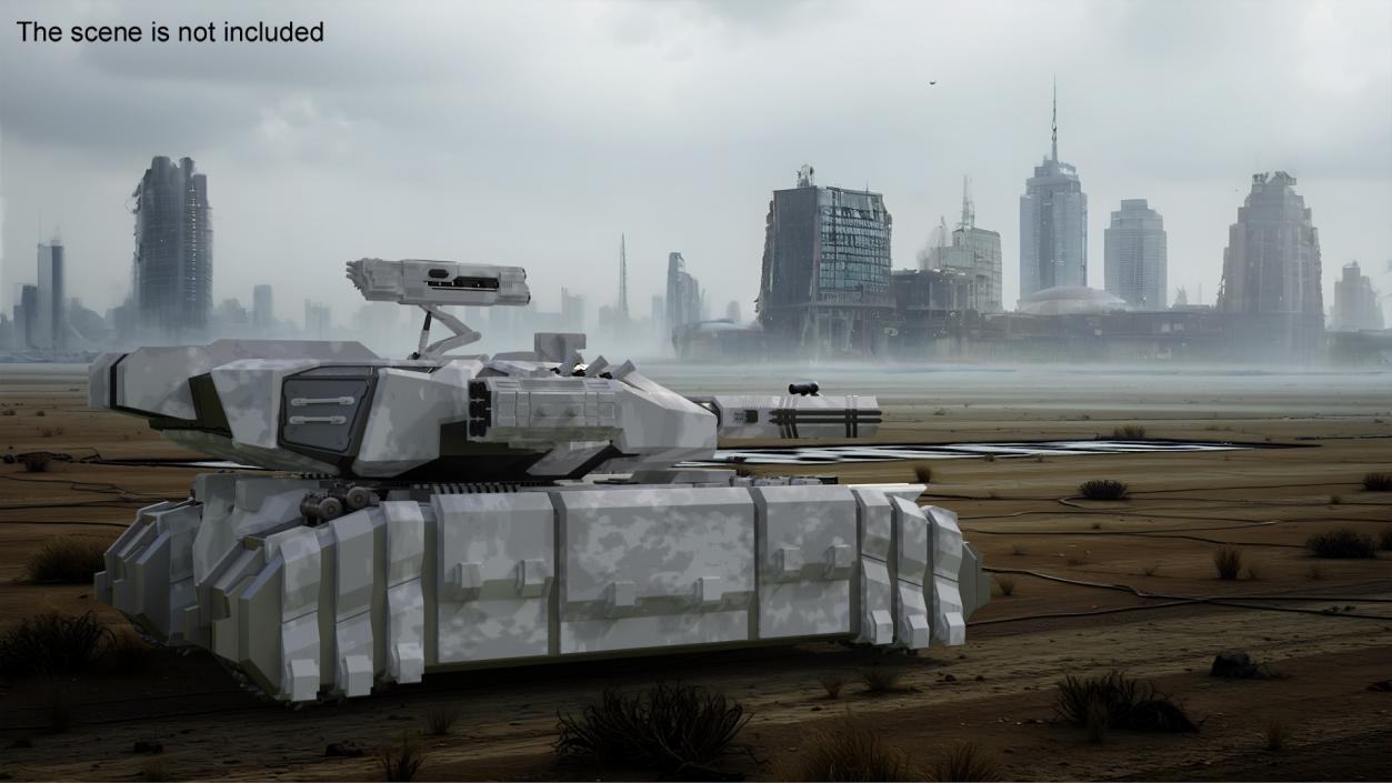 3D Futuristic Heavy Tank Winter Khaki 2