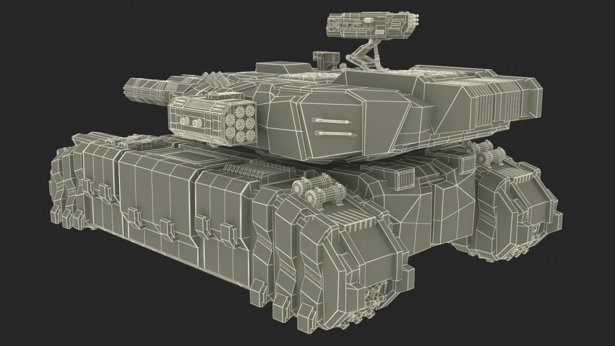 3D Futuristic Heavy Tank Winter Khaki 2