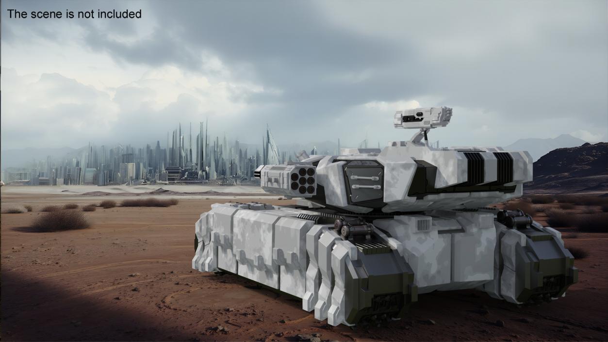 3D Futuristic Heavy Tank Winter Khaki 2