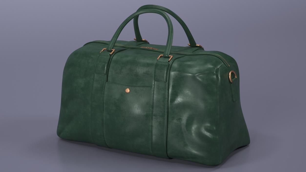 Leather Travel Bag Green 3D model