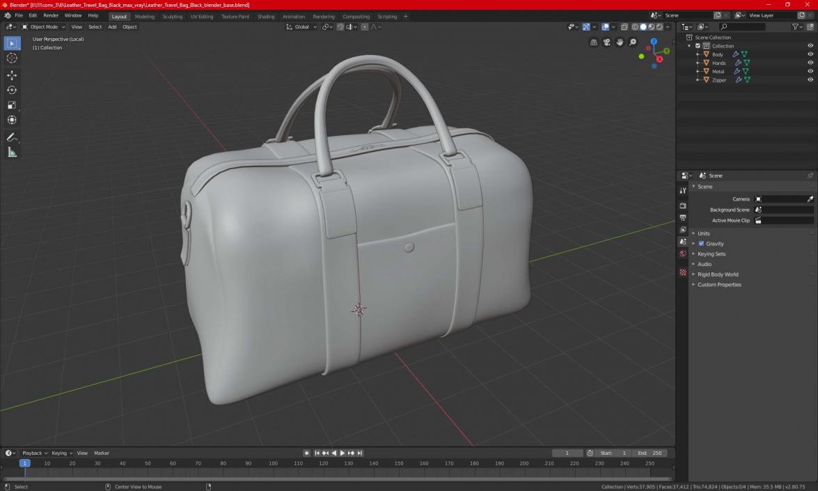 Leather Travel Bag Green 3D model