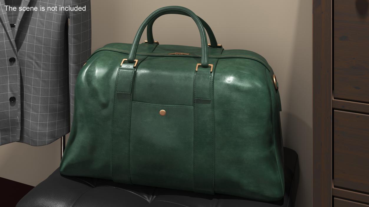 Leather Travel Bag Green 3D model