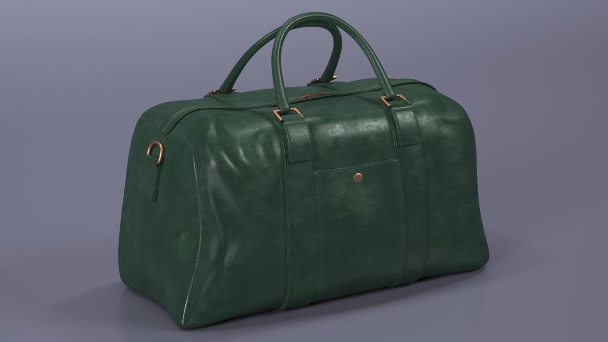 Leather Travel Bag Green 3D model