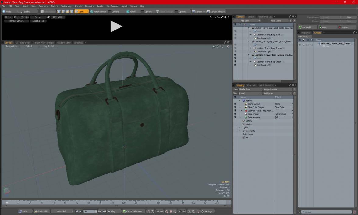 Leather Travel Bag Green 3D model