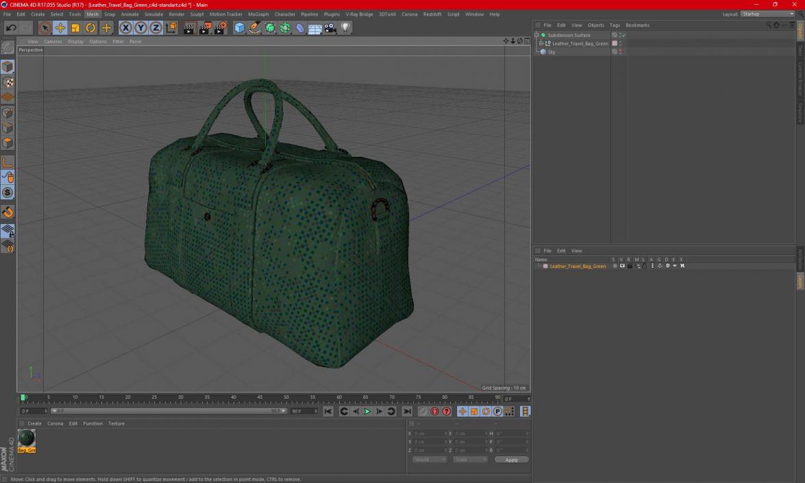 Leather Travel Bag Green 3D model