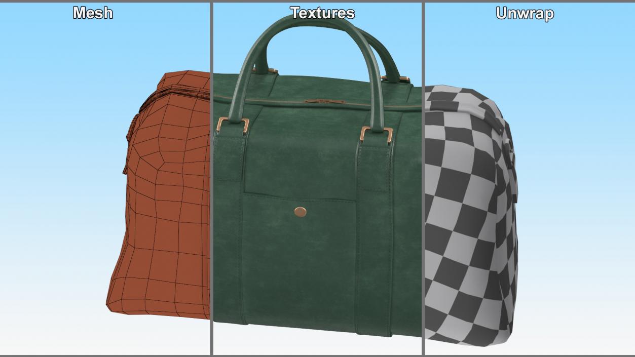 Leather Travel Bag Green 3D model