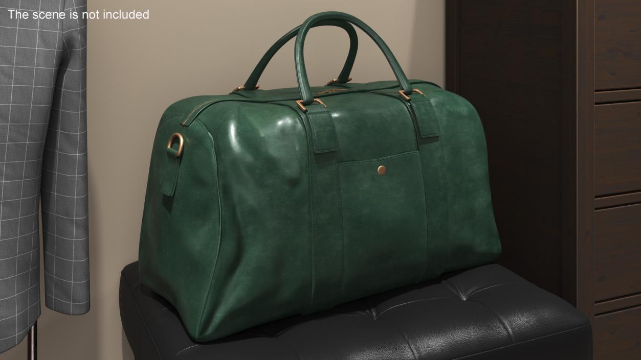 Leather Travel Bag Green 3D model