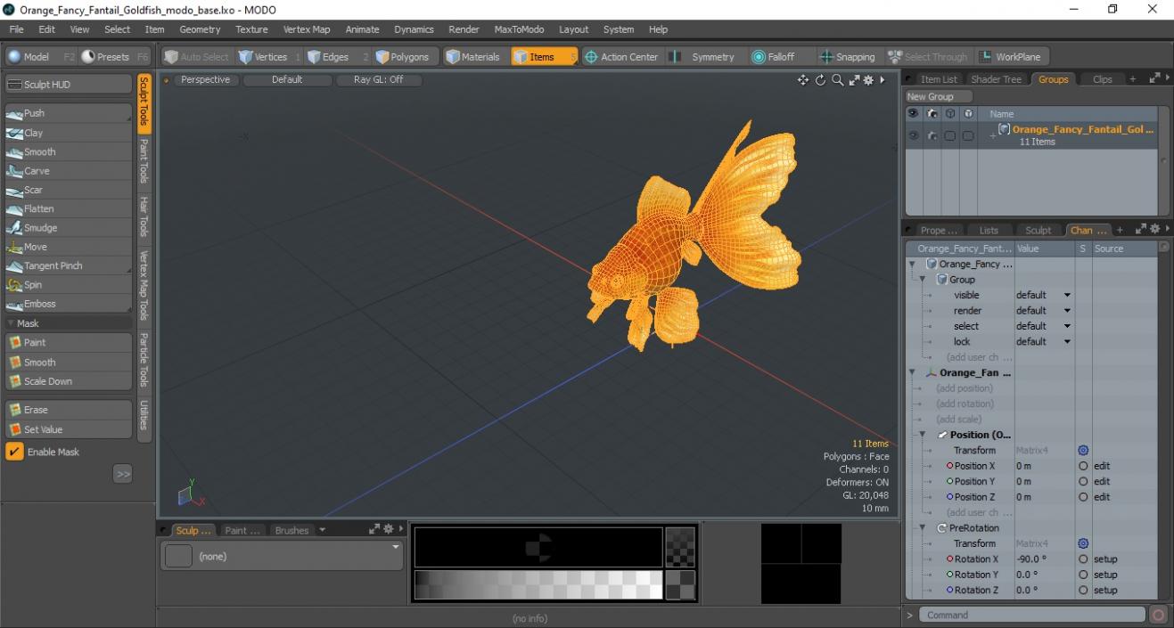 Orange Fancy Fantail Goldfish 3D model