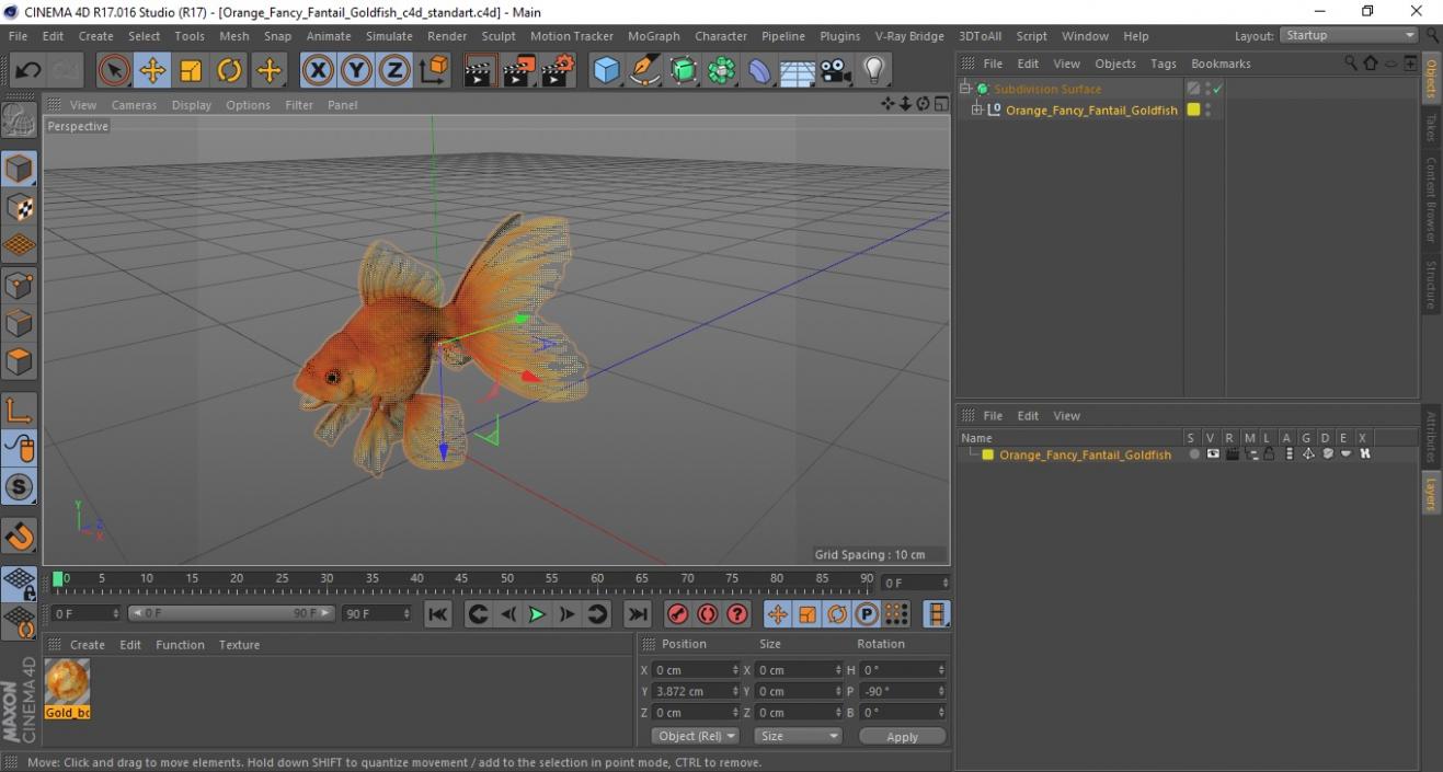 Orange Fancy Fantail Goldfish 3D model