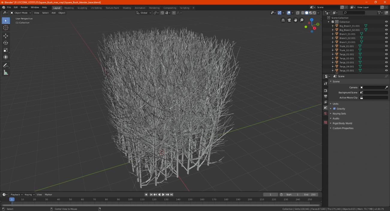 3D Square Bush