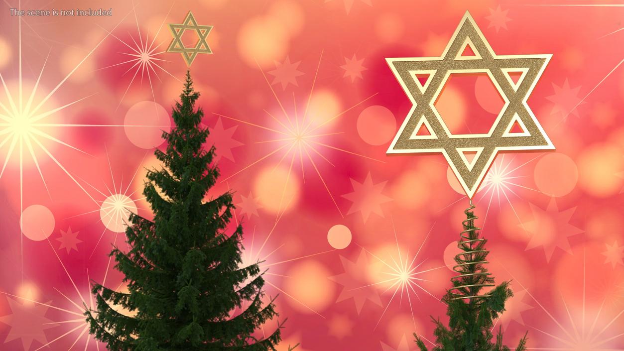 3D model Star of David Tree Topper Gold