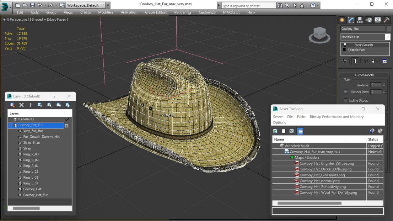 Cowboy Hat Fur 3D model