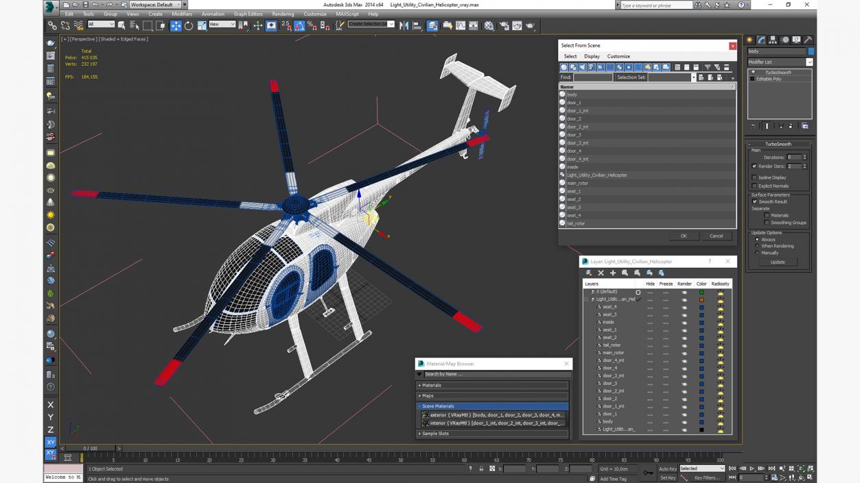 3D Light Utility Civilian Helicopter model