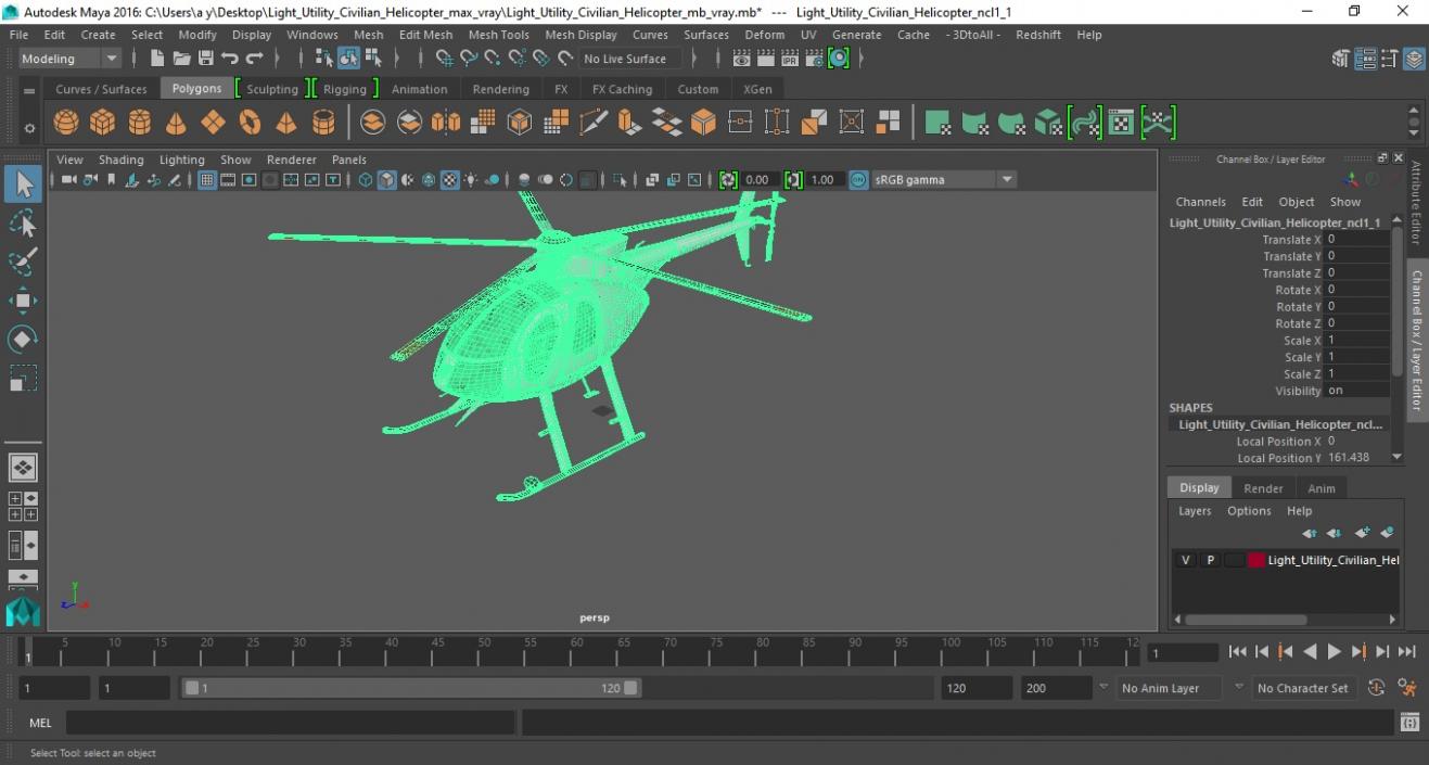 3D Light Utility Civilian Helicopter model