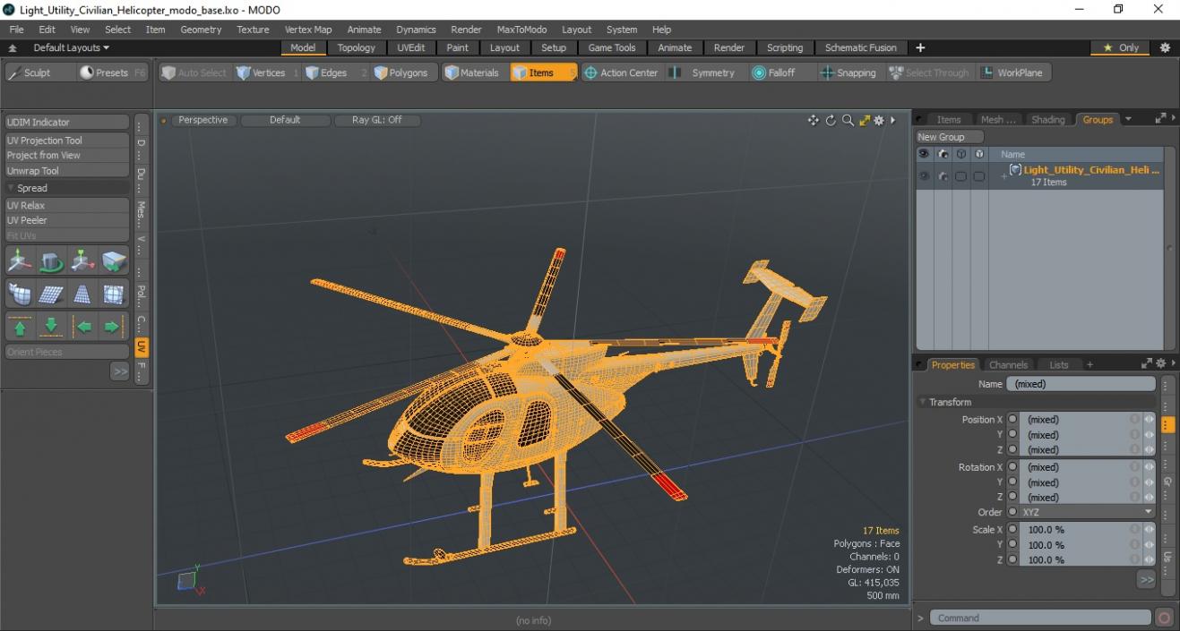 3D Light Utility Civilian Helicopter model