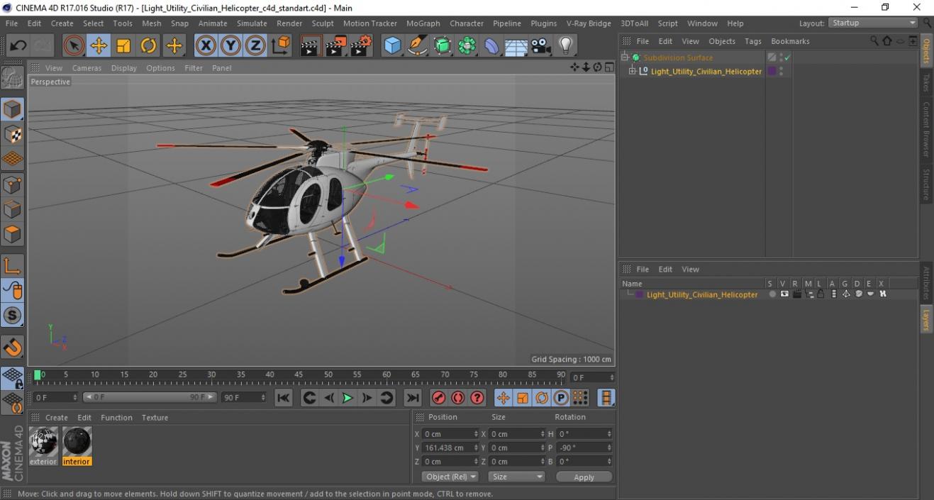 3D Light Utility Civilian Helicopter model