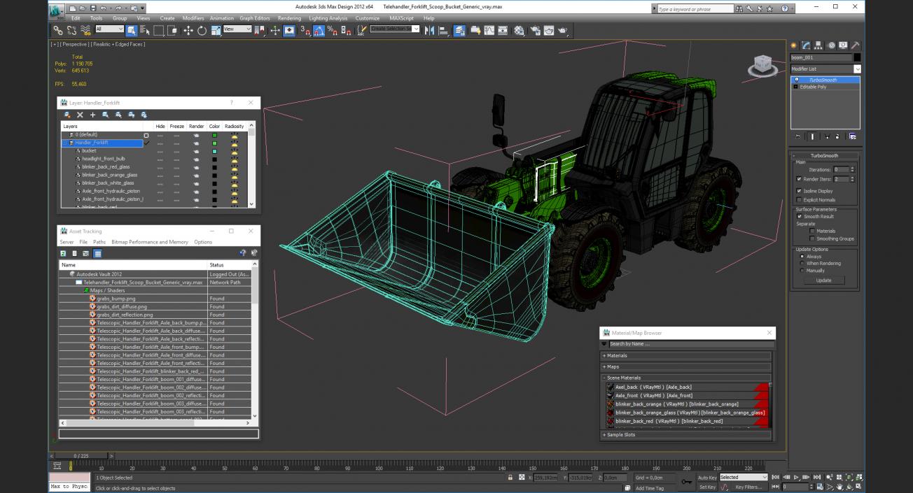 3D Telehandler Forklift Scoop Bucket Generic