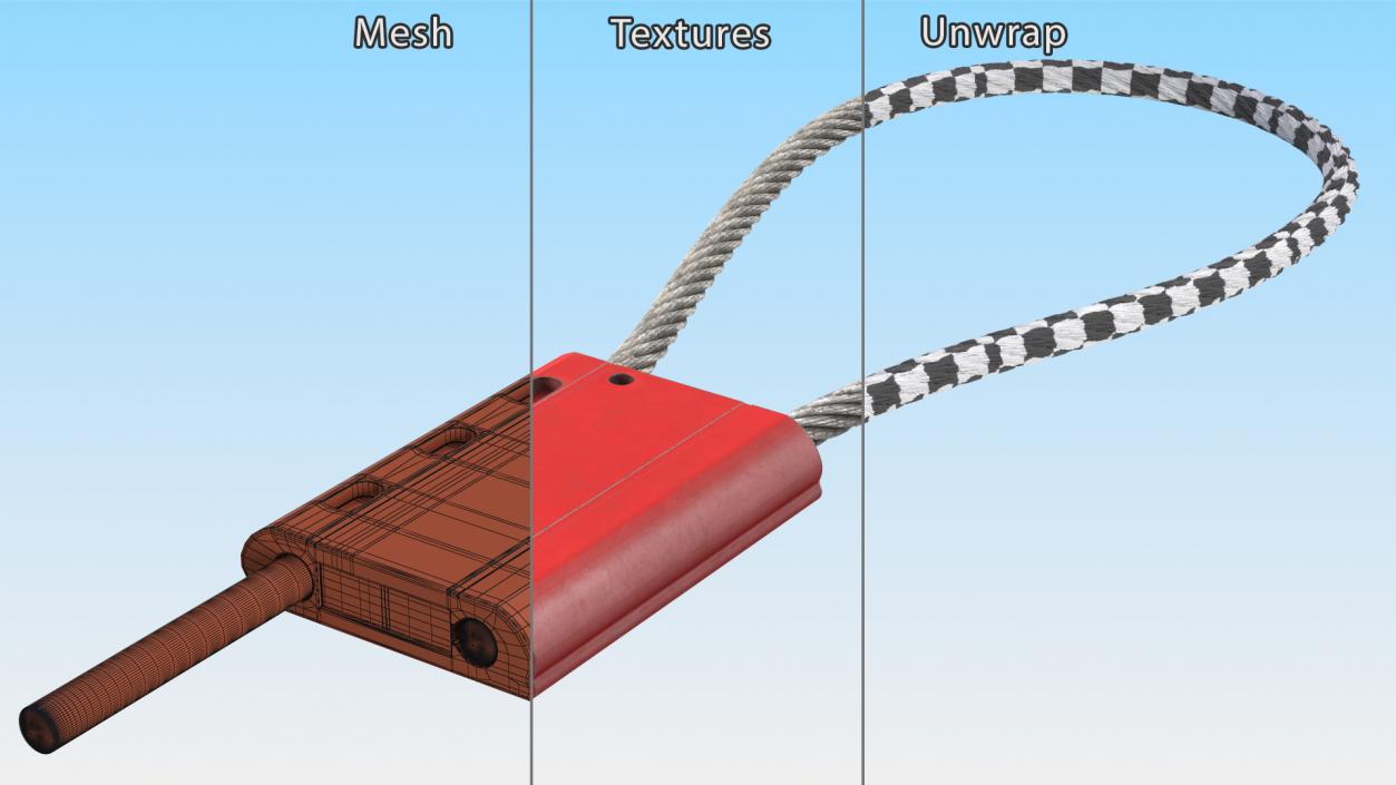 3D Red Tight Steel Cable Seal Loop