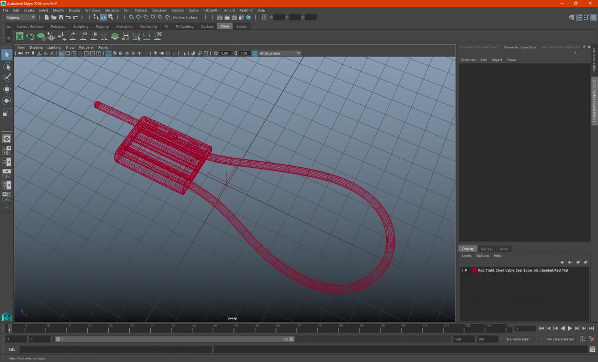 3D Red Tight Steel Cable Seal Loop