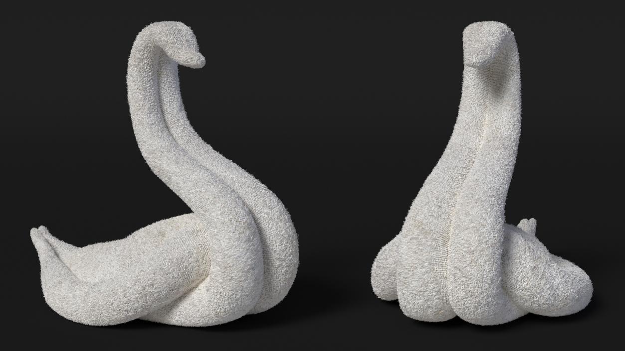 3D model Towel Swan with Folded Wings White Fur 2