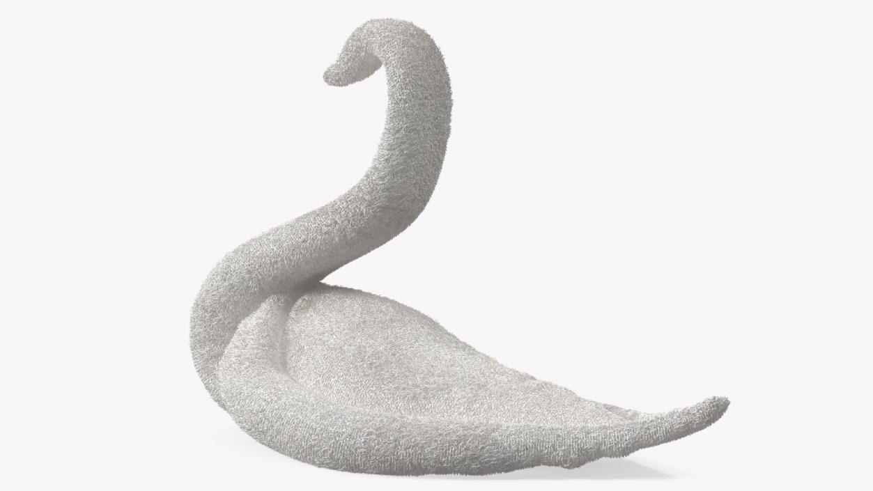 3D model Towel Swan with Folded Wings White Fur 2